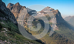 Scenic Highline Trail Views of Glacier Valley by the Going-to-the-Sun Road, Glacier National Park, Montana