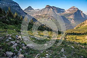 Scenic Highline Trail Views of Glacier Valley by the Going-to-the-Sun Road, Glacier National Park, Montana