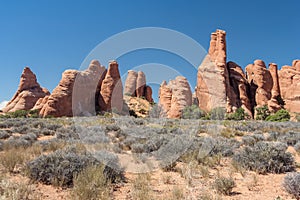Scenic highway between Petrified Dunes and Fiery Furnace at Arches National Park Utah USA