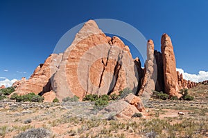 Scenic highway between Petrified Dunes and Fiery Furnace at Arches National Park Utah USA