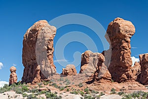 Scenic highway between Petrified Dunes and Fiery Furnace at Arches National Park Utah USA