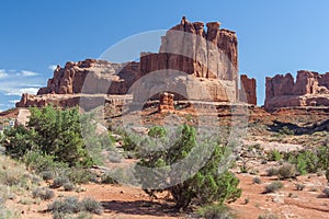 Scenic highway between Petrified Dunes and Fiery Furnace at Arches National Park Utah USA