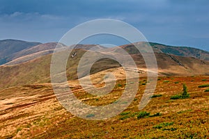 Scenic hillside of mountain.