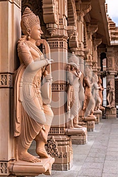 Scenic hindu statues decorating Akshardham Mahamandir temple at BAPS Swaminarayan Akshardham photo