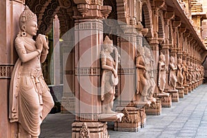 Scenic hindu statues decorating Akshardham Mahamandir temple at BAPS Swaminarayan Akshardham photo