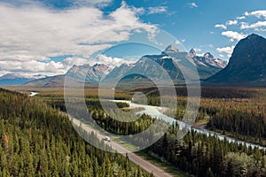 Scenic Icefields Parkway Between Banff and Jasper in Alberta, Canada