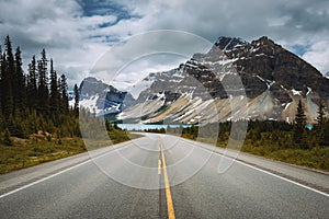 Scenic Icefields Pkwy in Banff National Park leading to the Bow