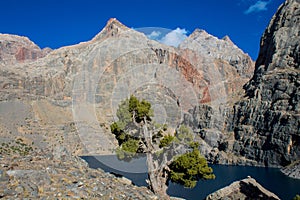 Scenic lake in Fan mountains in Pamir, Tajikistan