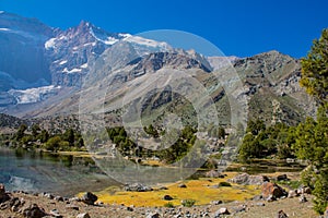 Scenic lake in Fan mountains in Pamir, Tajikistan