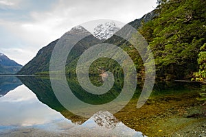 Scenic Lake Gunn, on the Milford Road, Fiordland, New Zealand.