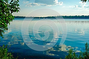 Scenic Lake Harriet in Minneapolis, Minnesota on a sunny summer afternoon