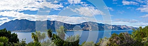 Scenic Lake Hayes and surrounding mountains in Central Otago