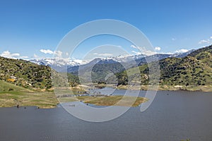 Scenic lake Kaweah in three rivers at the entrance of Sequoia national park