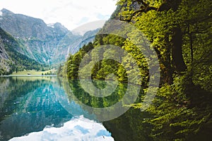 Scenic Lake Obersee in summer, Bavaria, Germany