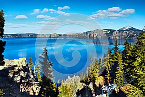 Scenic landscape blue Crater Lake Oregon