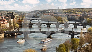 The bridges of the Moldava River in Prague