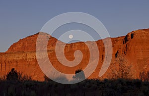 Scenic Landscape in Capitol Reef National Park and Full Moon