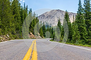 Scenic landscape in Colorado, a road in the Rocky Mountains