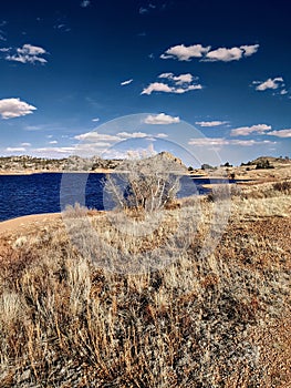 Scenic landscape at Crystal Lake, Cheyenne,  Wyoming on a scenic path
