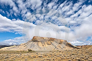 Scenic landscape and eroded butte in Sego Canyon, Utah