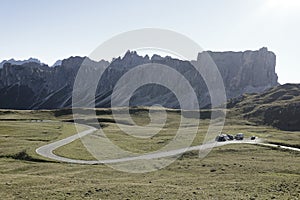 Scenic landscape of Giau Pass or Passo di Giau - 2236m.