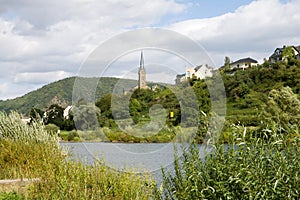 A scenic landscape with the Mosel river near Kobern-Gondorf