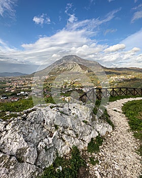 Scenic landscape with Mount Taburno seen from Montesarchio, Campania, Italy