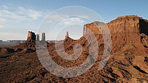 Scenic landscape near the Oljatoâ€“Monument Valley. Aerial view, from above, drone shooting. Arizona - Utah border