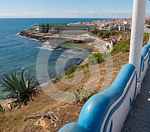 Scenic landscape over Sul and Baleia beaches in Ericeira village, Portugal photo