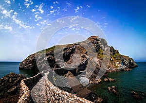 Scenic landscape of San Juan de Gaztelugatxe, Basque Country, Spain