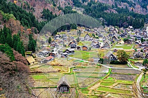 Scenic Landscape of Shirakawago World Heritage Village in Autumn, Gifu, Japan