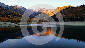 Scenic landscape of Silver lake reservoir in Utah, Wasatch mountain range