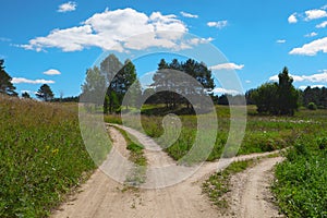 Scenic landscape, two path, choose way, split road