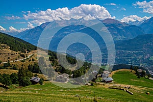 Scenic landscape of Vens in Val Aoste in Italy