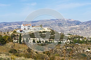 Scenic landscape View of a lonely house on top of a mountain