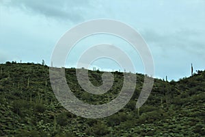 Scenic landscape view from Rio Verde, Sonoran Desert, Maricopa County, Arizona to Prescott Arizona, Yavapai County