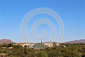 Scenic landscape view from Rio Verde, Sonoran Desert, Maricopa County, Arizona to Prescott Arizona, Yavapai County