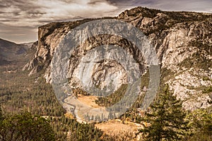 Scenic landscape of Yosemite Granite Cliff