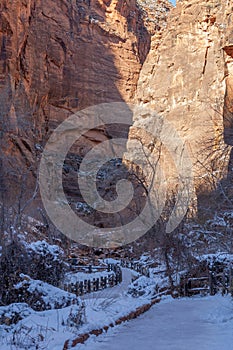 Scenic Landscape in Zion National Park Utah in Winter