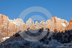 Scenic Landscape in Zion National Park Utah in Winter