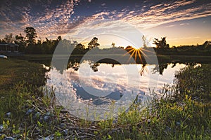 Scenic landscapes of summer harvest fields in south eastern Ontario Canada