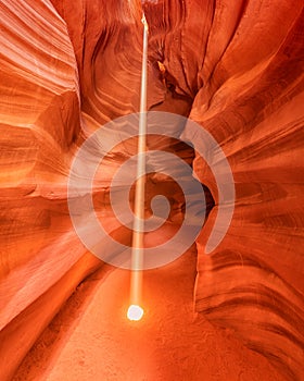 Scenic light beam view at Canyon Antelope near Page, Arizona USA