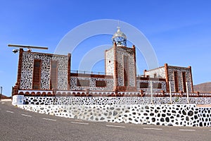 Scenic lighthouse Faro de la Entallada at Fuerteventura , Canary islands, Spain