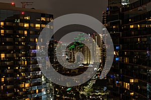 Scenic long exposure night downtown San Diego vista at night, California