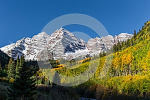 Scenic Maroon Bells Aspen Colorado in Fall