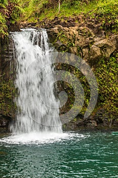 Scenic Maui Tropical Waterfall Near Hana