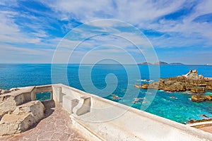 Scenic Mazatlan sea promenade El Malecon with ocean lookouts and scenic landscapes