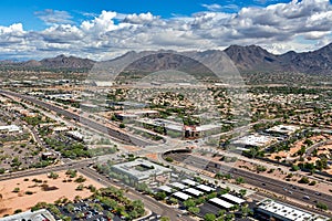 Scenic McDowell Mountains from above the Loop 101 freeway in Scottsdale, Arizona photo
