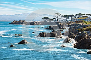 Scenic Monterey coast, beautiful California coastline, Pacific Grove, Monterey, California, USA photo