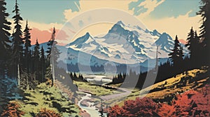 Scenic Mountain And Forest View: Mount Rainier National Park Postcard